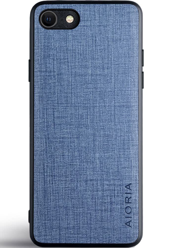 AIORIA iPhone SE2 SE 3 2022 2020ケース 生地パターンレザー高級に保護純色スマホケースiPhone SE 2 3 (iPhone SE 2020, Blue)