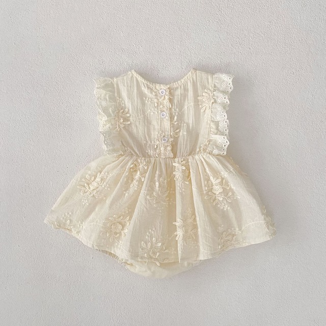【BABY】フローラ刺繍レースフリルワンピースロンパース - 18