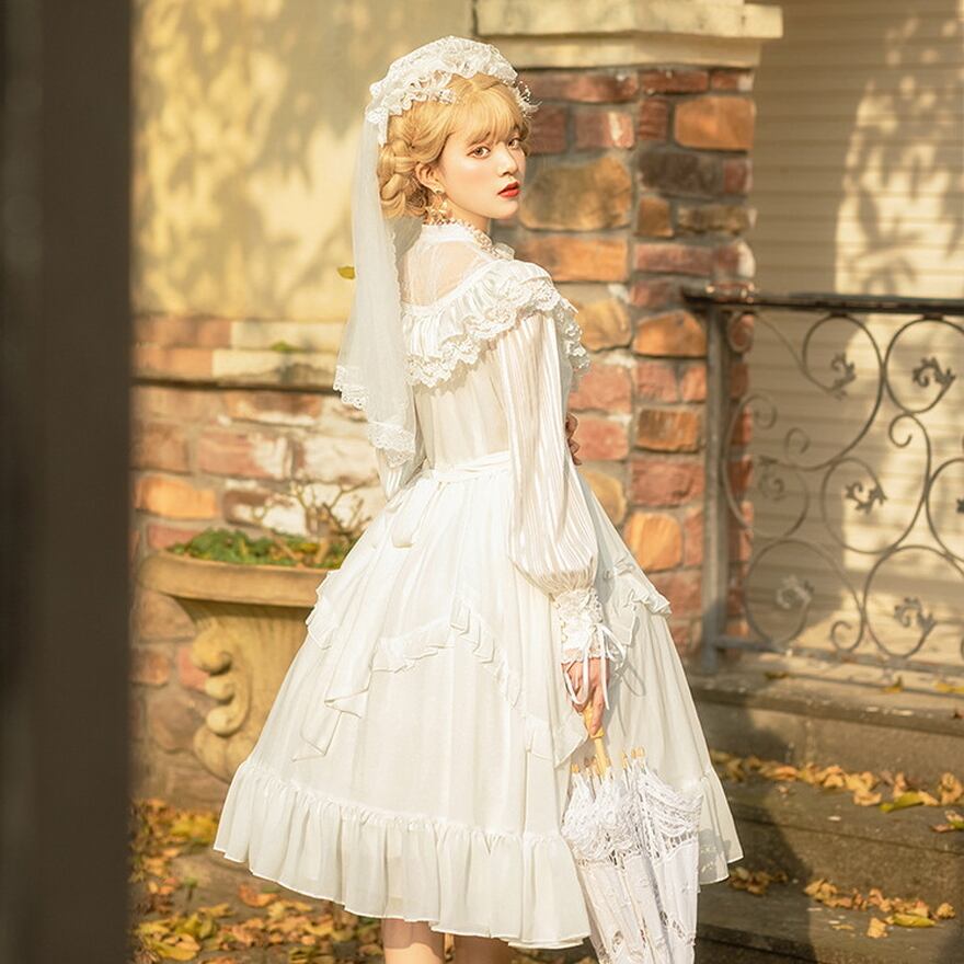 ロリータ 甘ロリ ワンピース ゴスロリ 闇かわいい 黒 白 お茶会 フェス