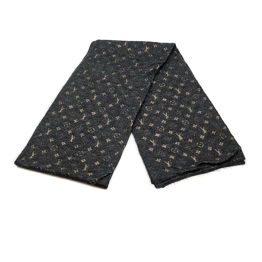 美品 ルイヴィトン モヘアマフラー スモノグラム柄 03-23080808