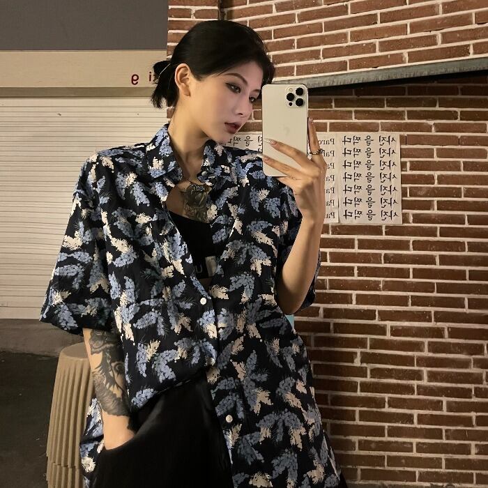 サマースタイルシャツ カジュアルフローラルルーズトップス ストリート 夏物 花柄 ケッペル12420120992