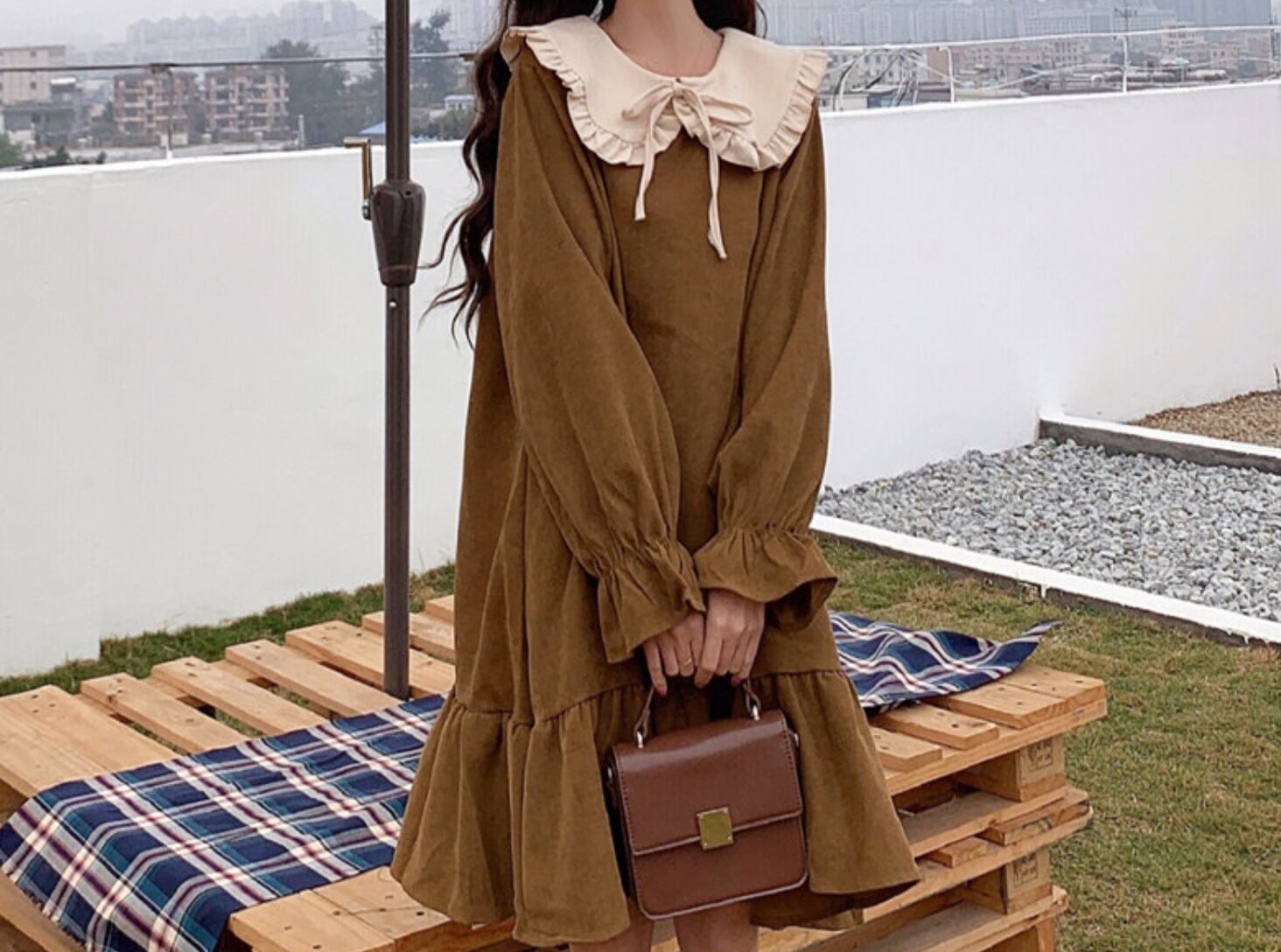 シンプル ワンピース かわいい フリル ゆめかわ ラブリー 韓国ファッション 373 Sweetly シンプル ワンピース かわいい フリル ゆめかわ ラブリー 韓国ファッション 373 Sweetly