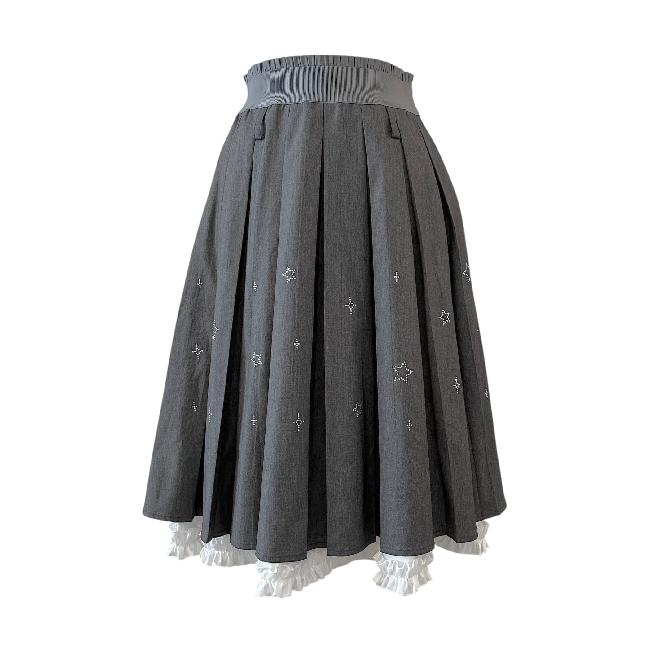 フリルレイヤードグリッタースカート　GRAY