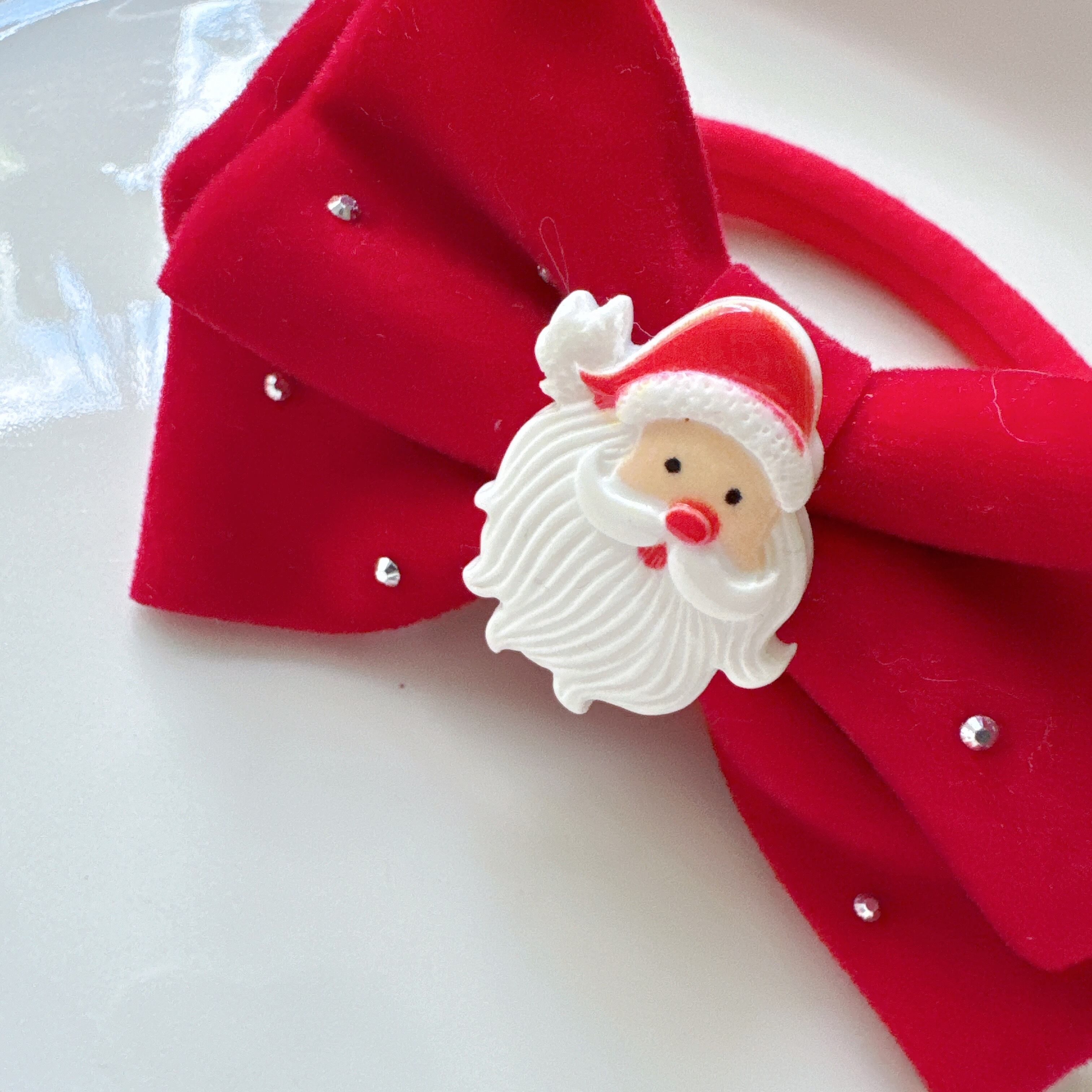 クリスマス*サンタさんリボンヘアバンド(後ろ支え付き)