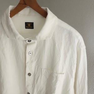 french wideapread heavylinen shirt / naturalwhite