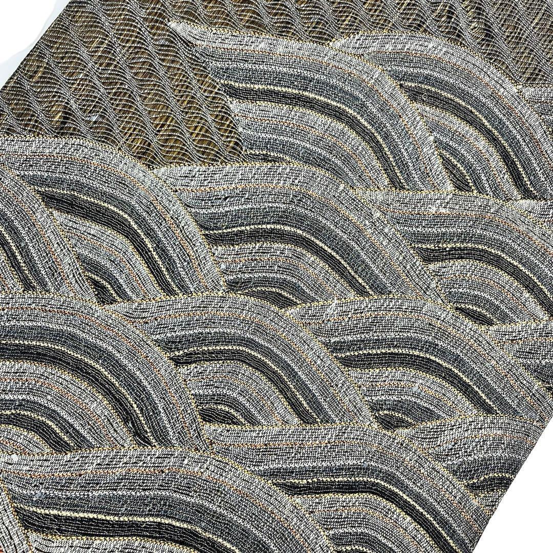 袋帯 波模様 斜め縞模様 金銀糸 カジュアル O-4234 