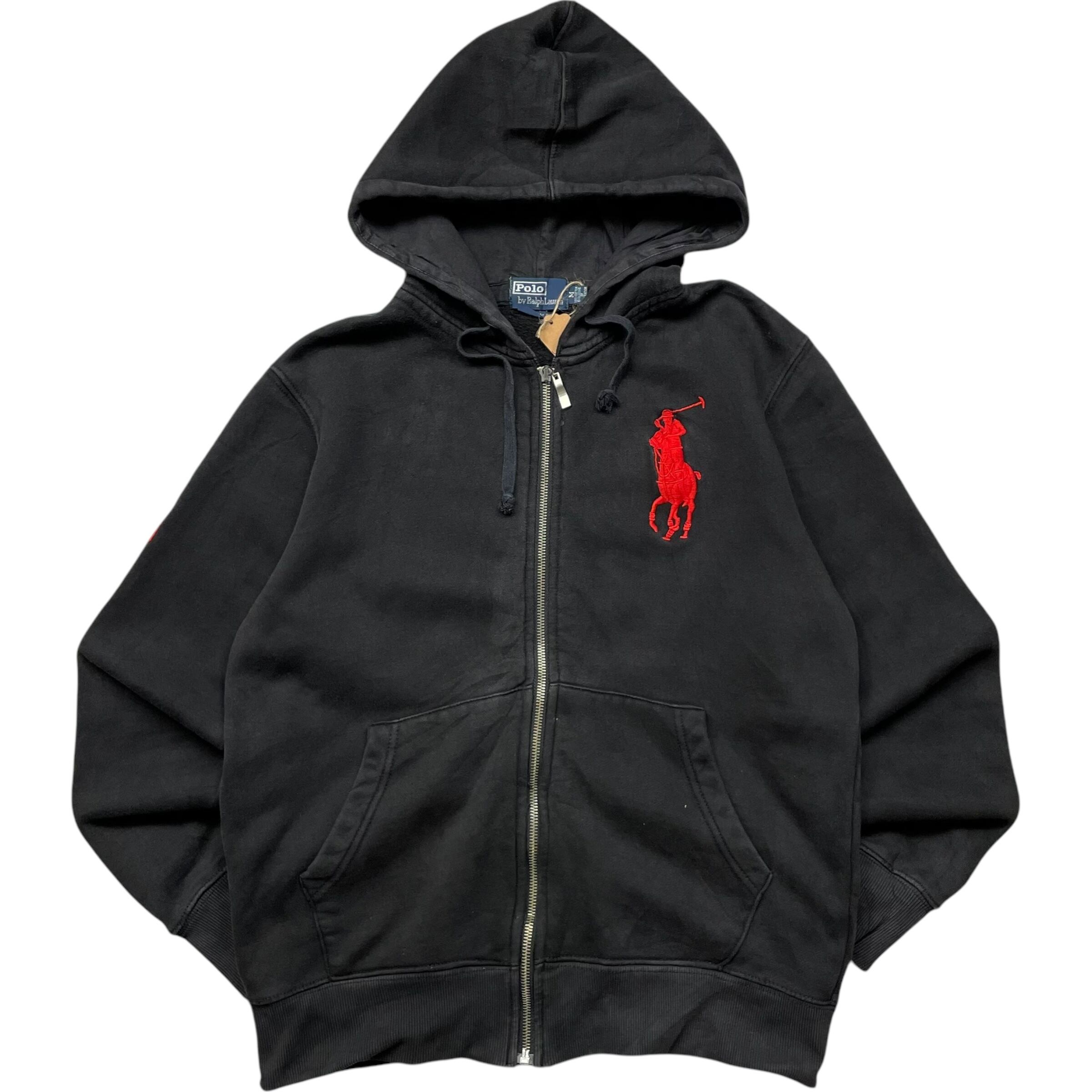《M》 Ralph Lauren ラルフローレン ジップアップパーカー 刺繍ロゴ ブラック no.5604