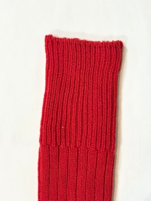 yahae・Wool Low Gauge Ribbed Knee Socks・Red　4-4032-22