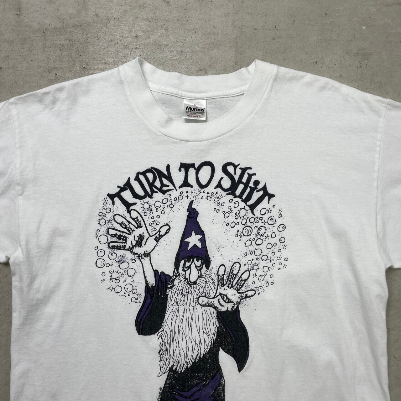 90年代 USA製 TURN TO SHIT WIZARD プリントTシャツ アート メンズL