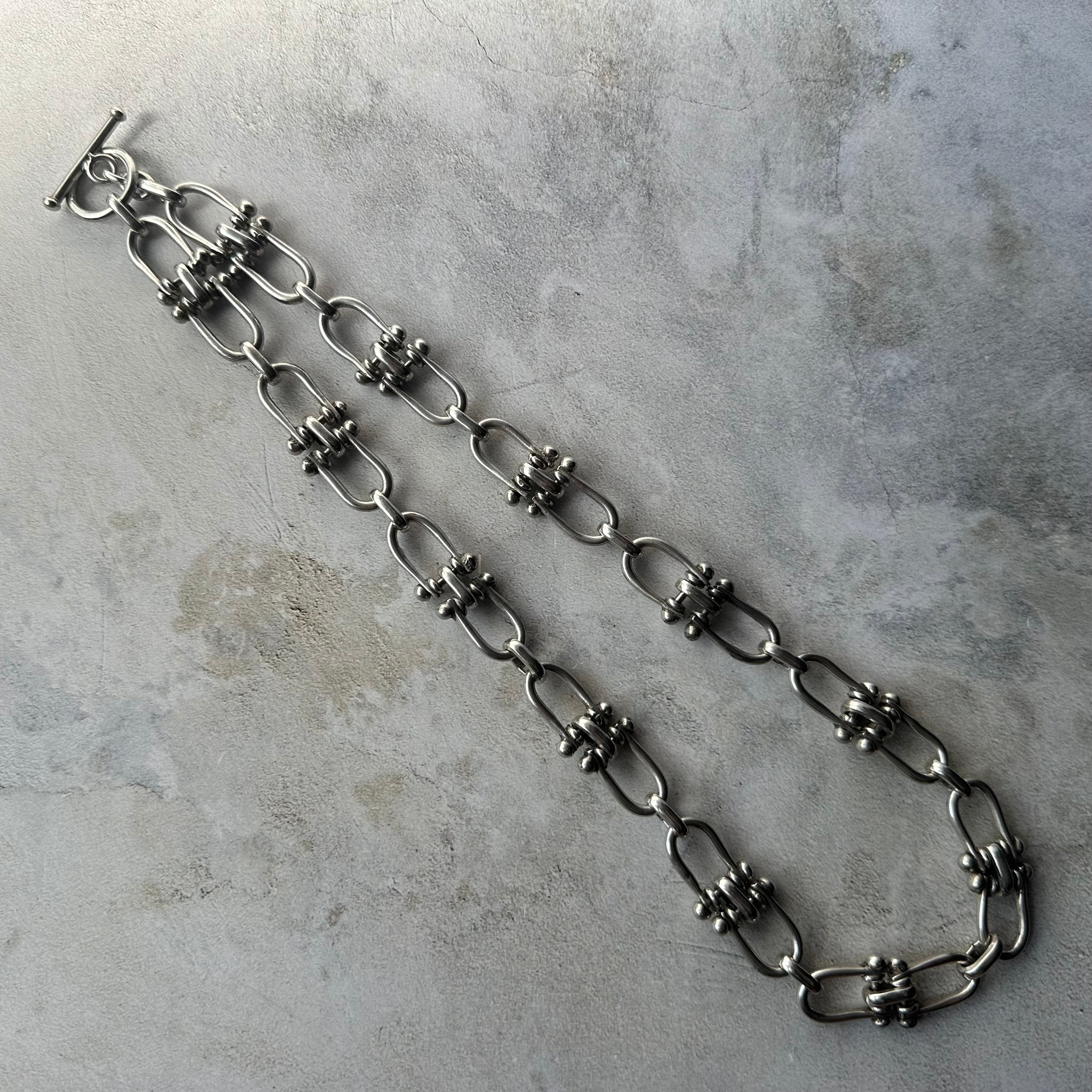 Vintage Heavy Horseshoe Link Necklace Silver925 Made in Mexico