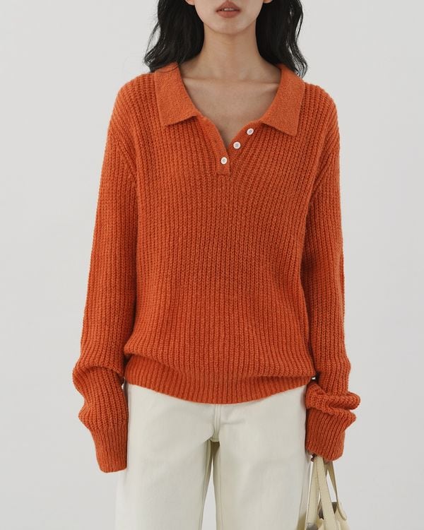 Low gauge polo collar knit TH3644