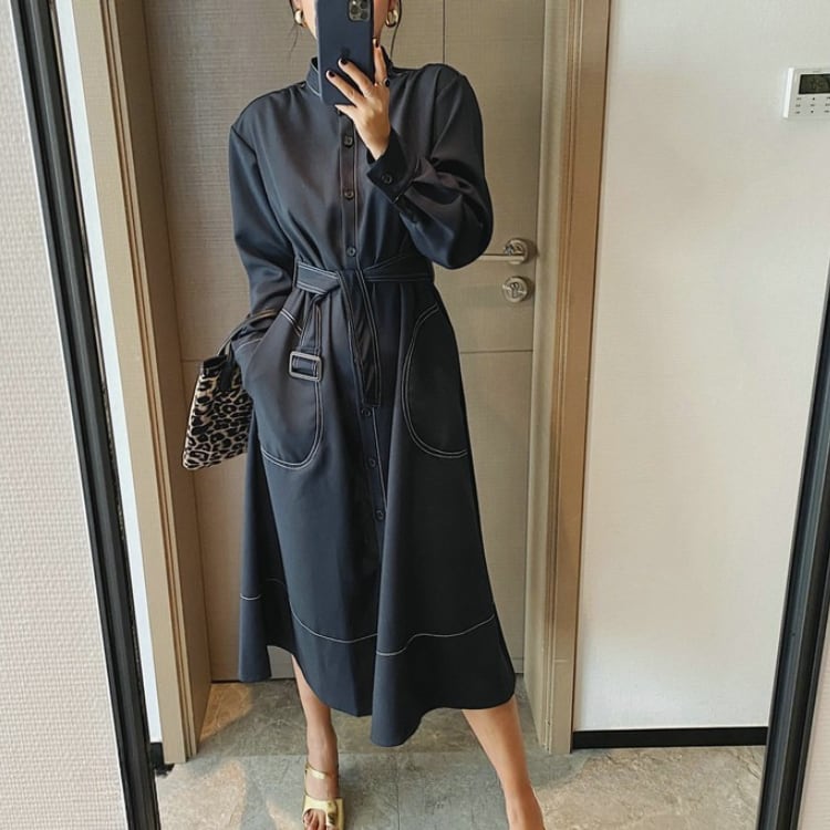 ウエストマークシャツワンピース R30170