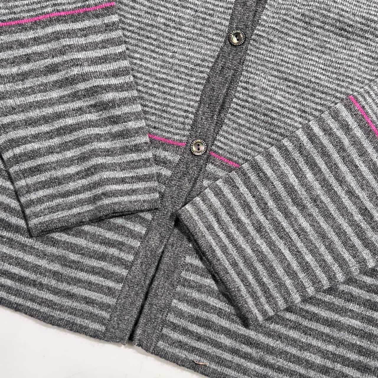 カシミヤ100% G et G キャラバン ボーダー ニット カーディガン 38/グレー系 レディース