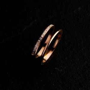 【Lamia】316L zirconia double pinkgold ring  #rr10