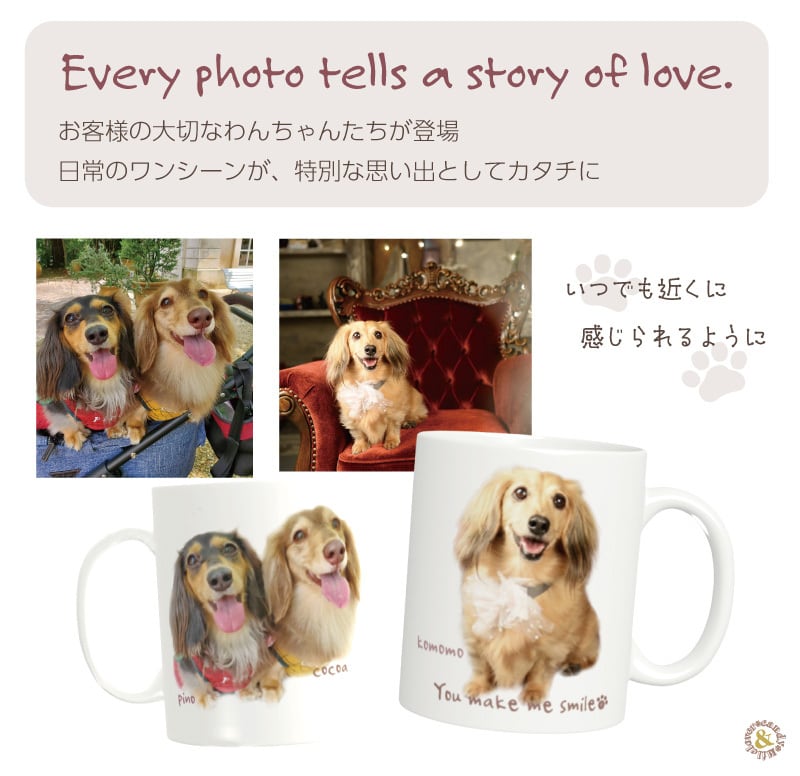 ハンドメイド　オーダー受付ページ　　♡カップinわんこ　パネル♡ 写真から作る うちの子マグカップ 名入れ対応｜ペット 写真入り