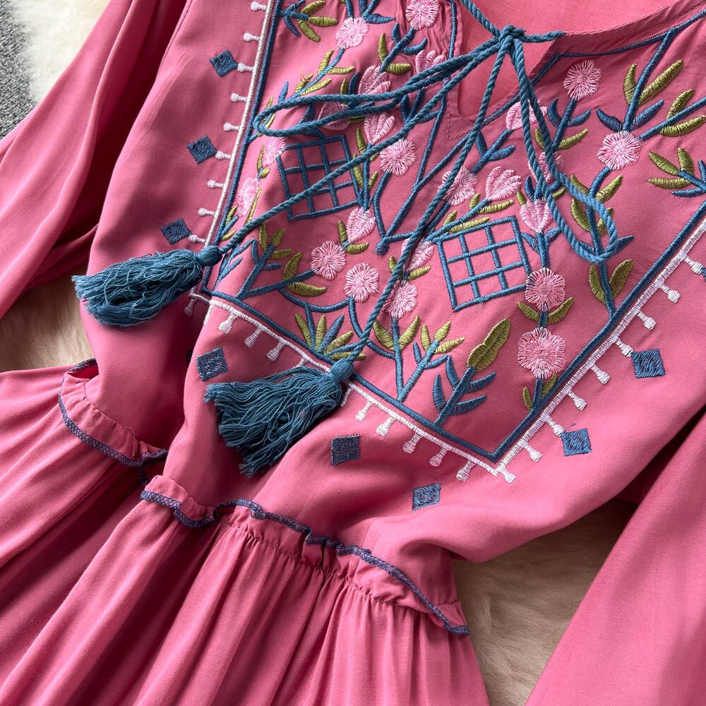 SALE 送料無料 ◇ D1485 フラワー 刺繍 フリンジリボン バルーン  
