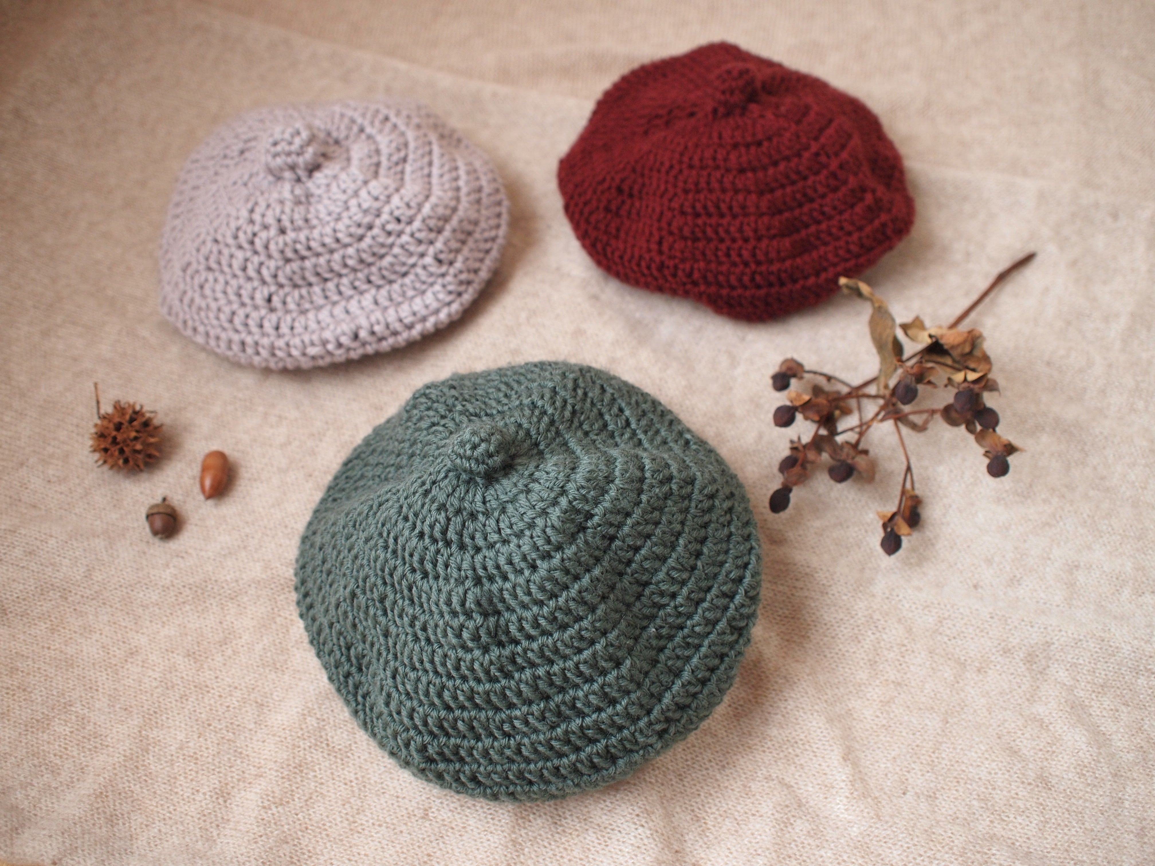 キッズベレー帽 手編み | カメイ編物