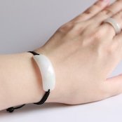 MeiNuオリジナル シルク蝋引きカマボコ翡翠ブレスレット A貨翡翠 jd_br1028