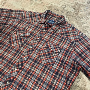 Wrangler / western shirts / check pattern / S/S shirts / Square cut shirts