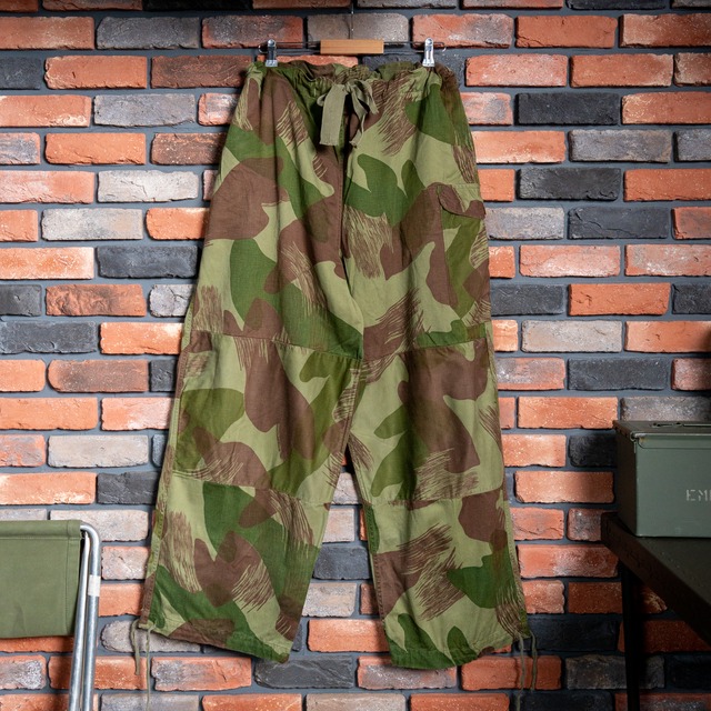 【USED】50's Belgian Army Brushstroke Camouflage Trousers 実物 ベルギー軍 50年代 ブラッシュストロークカモ オーバーパンツ ユーズド 前期型 希少 レア No.627