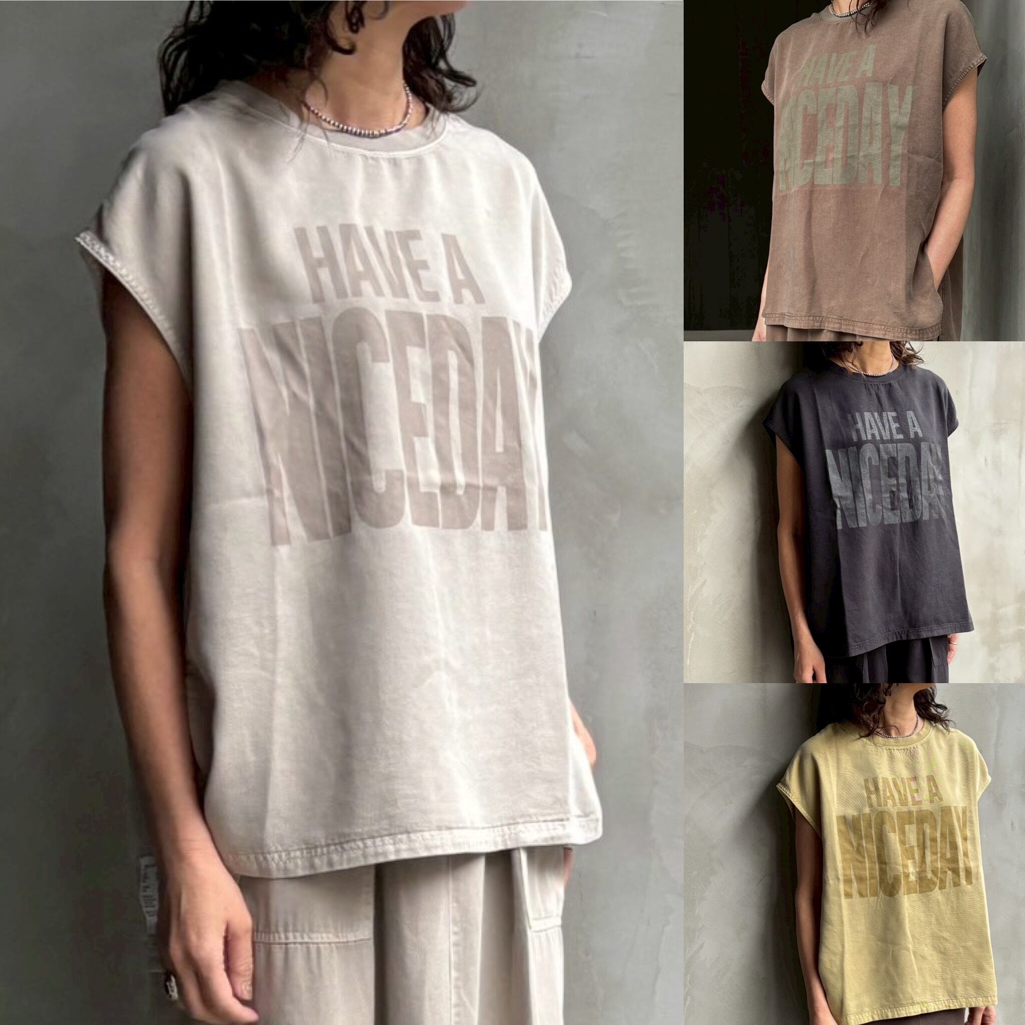 【 Flamingo firm 】テンセルフレンチスリーブTシャツ