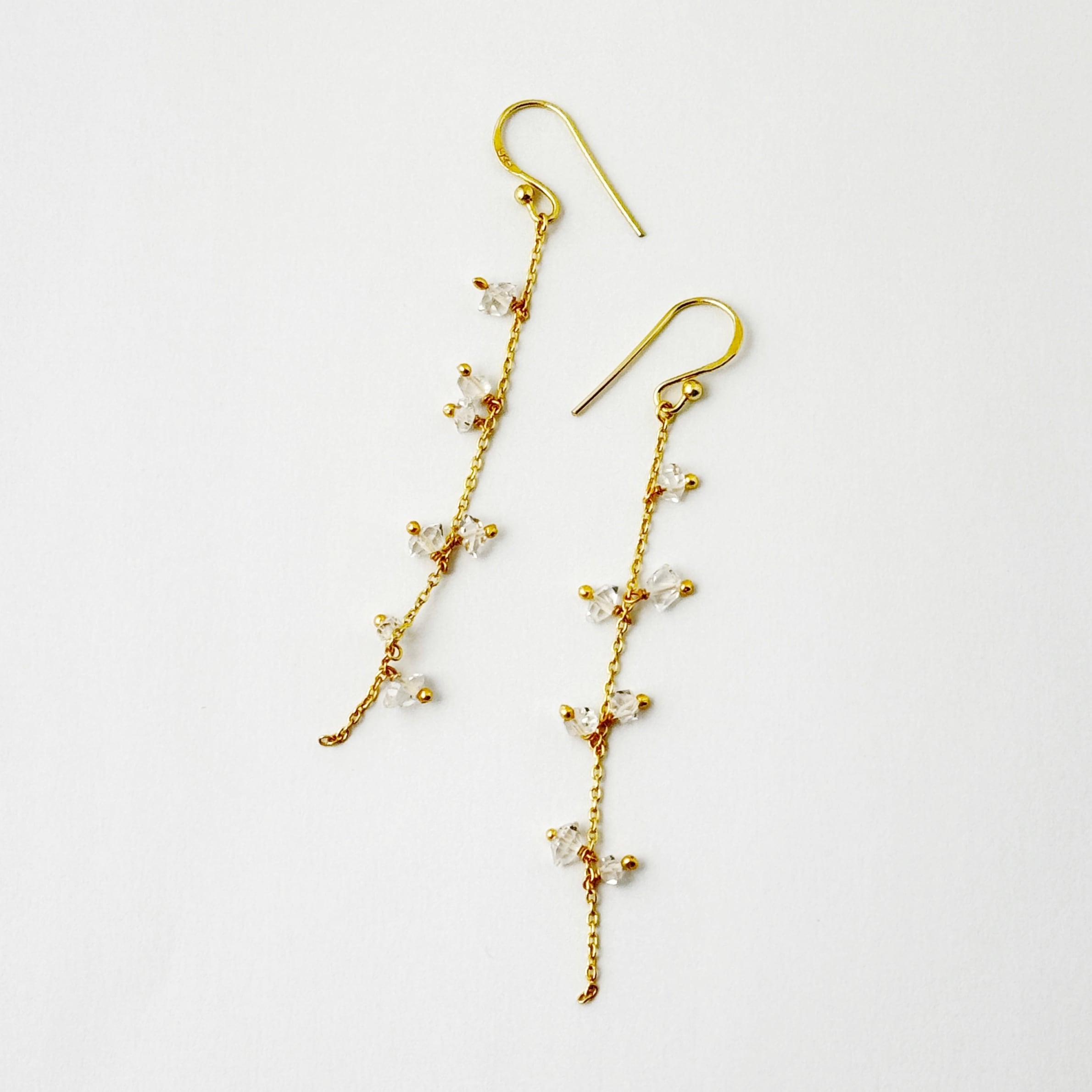 Gold Coating ハーキマーダイヤモンド フックピアス