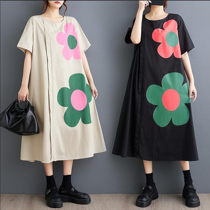 大きいサイズ レディース ロング ワンピース 花柄 春夏 秋 新品 半袖