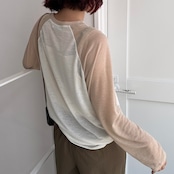 シアーラグランルーズロンTee/ベージュ×ホワイト