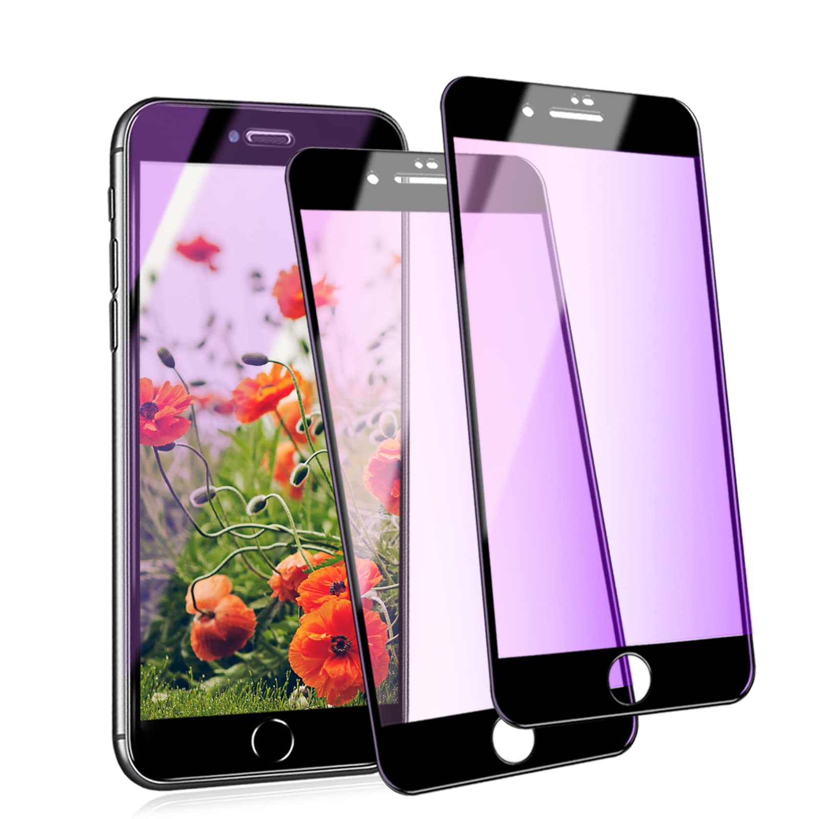 【2枚セット】対応 iphone se第2世代 用 ブルーライト ガラスフィルム iPhone SE2 用 保護フィルム ブルーライトカット アイフォンse2 用 強化ガラス液晶保護フィルム ブラック/浮きなし/秒で貼り付け/割れない/指紋防止 あいふおんse2 フィルム