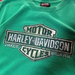 10s Harley-Davidson Tシャツ　緑　バックプリント　バーアンドシールド