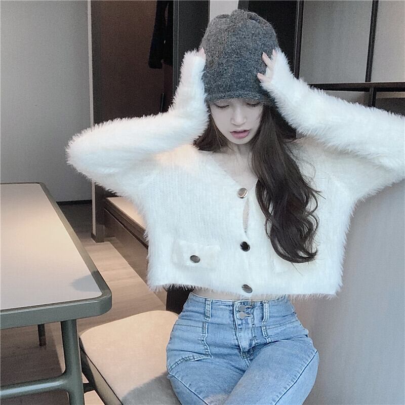 セーター オータムウィンターVネックショートカーディガンジャケット ロング 秋物 冬物 1号婦人33895915245