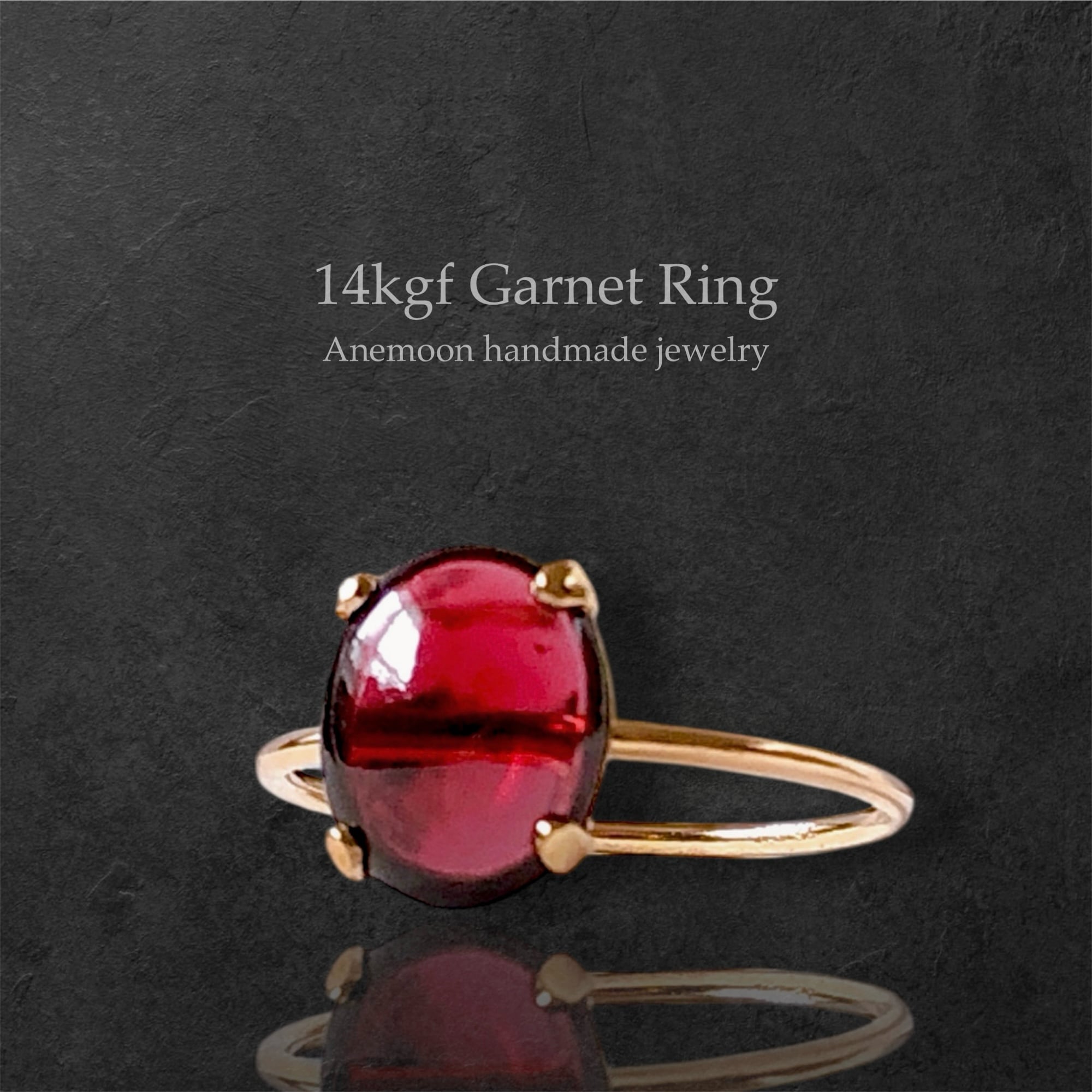 14kgf天然石ガーネットピアス】1月誕生石 10×8mm 両耳用 | Anemoon