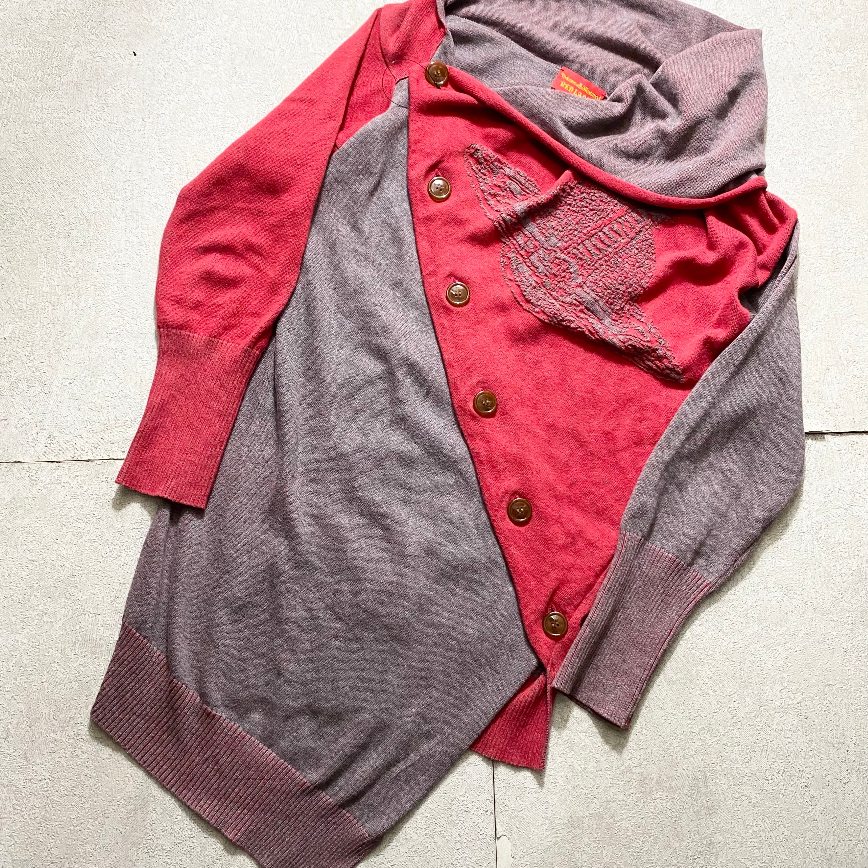 VIVIENNE WESTWOOD RED LABEL asymmetrical knit cardigan “orb 