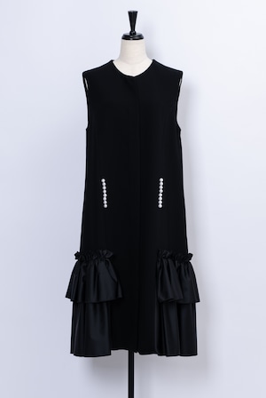 Pearl Ruffle Gilet Dress BLACK