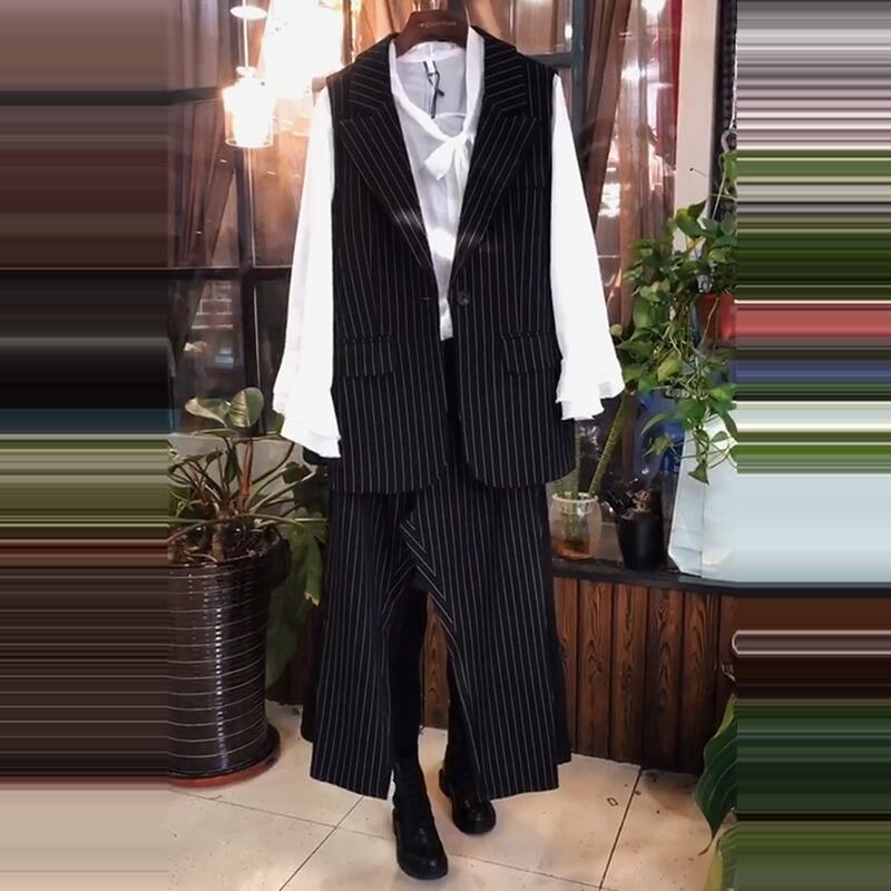 秋冬服2020新スタイル洋服減年薄手シャツベストツーピーススーツプラスサイズレディースファットmmレディースパンツ ミックスインファッション18528994666