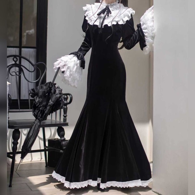 エレガントベルベットロングワンピース