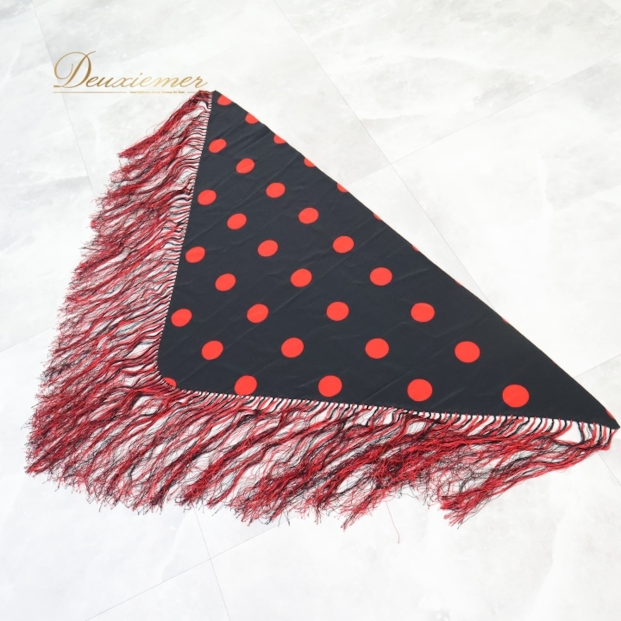 フラメンコ 衣装 シージョ ピキージョ 水玉 ドット 赤 黒 フレコ フリンジ トライアングル 三角形 装飾 小物 ブラック系 レッド系 フラメンコ衣装 おしゃれ 素材 鮮やか ステージ コスチューム ダンス 発表会 かわいい レディース
