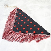 フラメンコ 衣装 シージョ ピキージョ 水玉 ドット 赤 黒 フレコ フリンジ トライアングル 三角形 装飾 小物 ブラック系 レッド系 フラメンコ衣装 おしゃれ 素材 鮮やか ステージ コスチューム ダンス 発表会 かわいい レディース