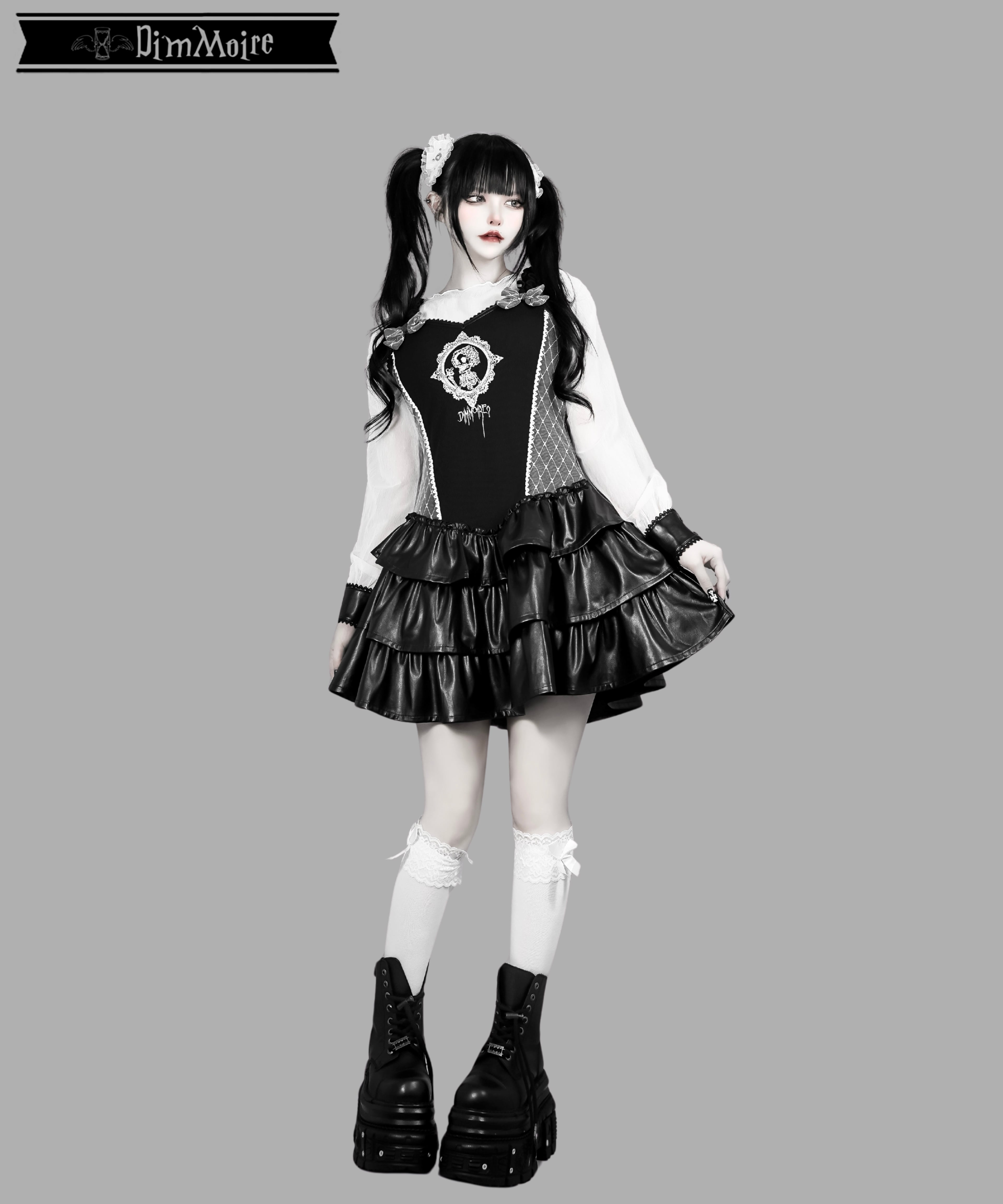Baby Skull Layered Dress【Black＆White】 | DimMoire