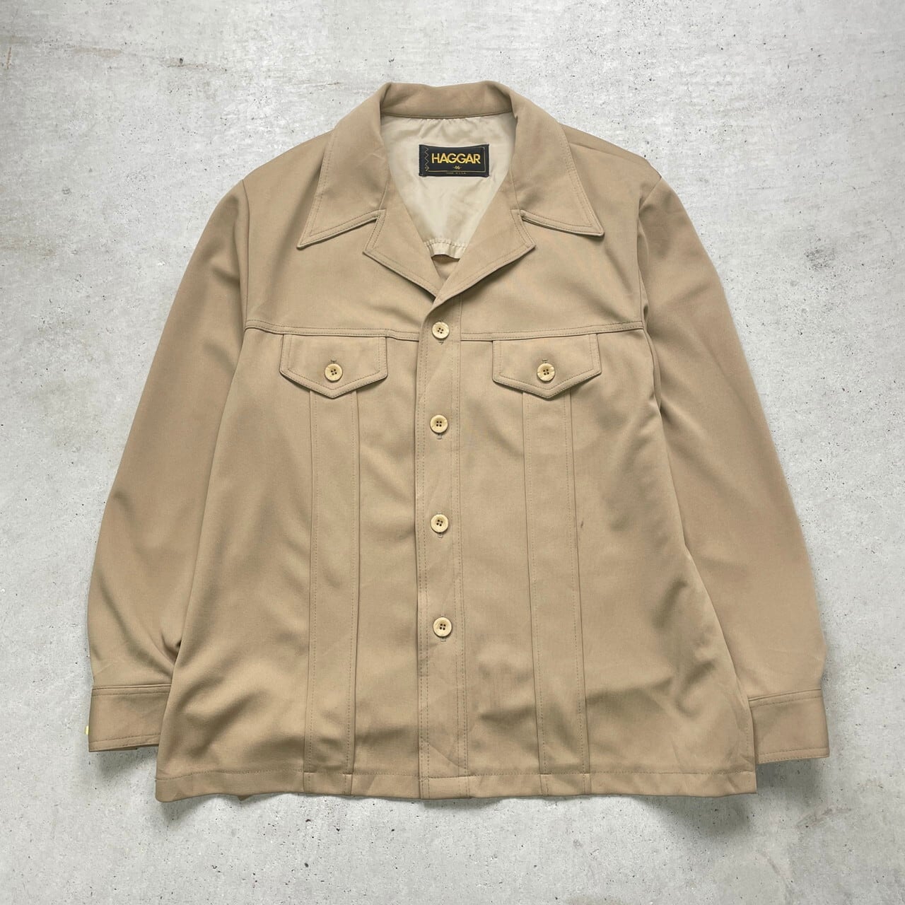 70年代 USA製 HAGGAR オープンカラージャケット メンズXL相当 古着 70s 