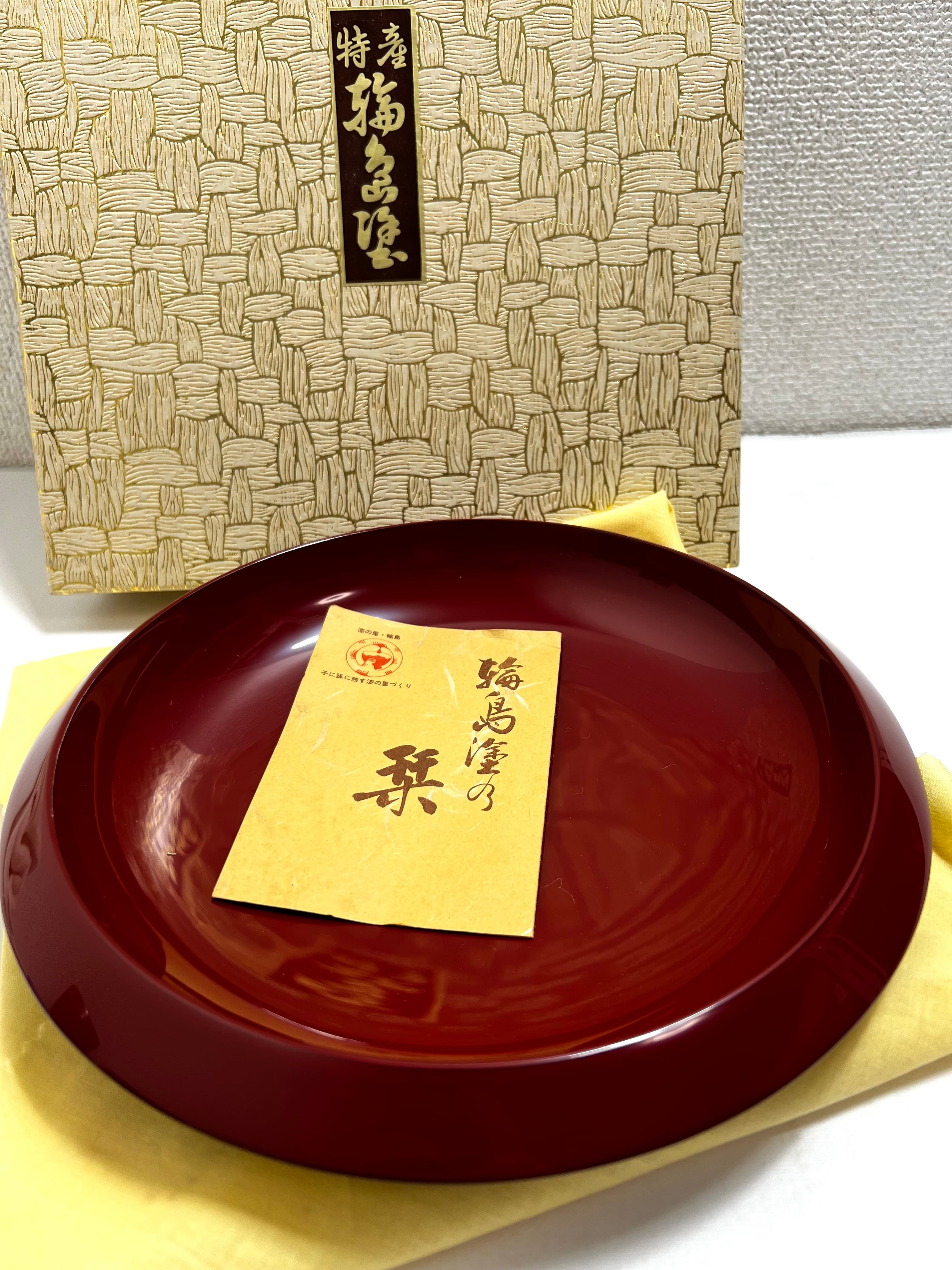 輪島塗　菓子盆 輪島塗 丸盆 朱塗 盆 菓子器 24cm 元箱付 共箱 漆器 | Queen of reuse