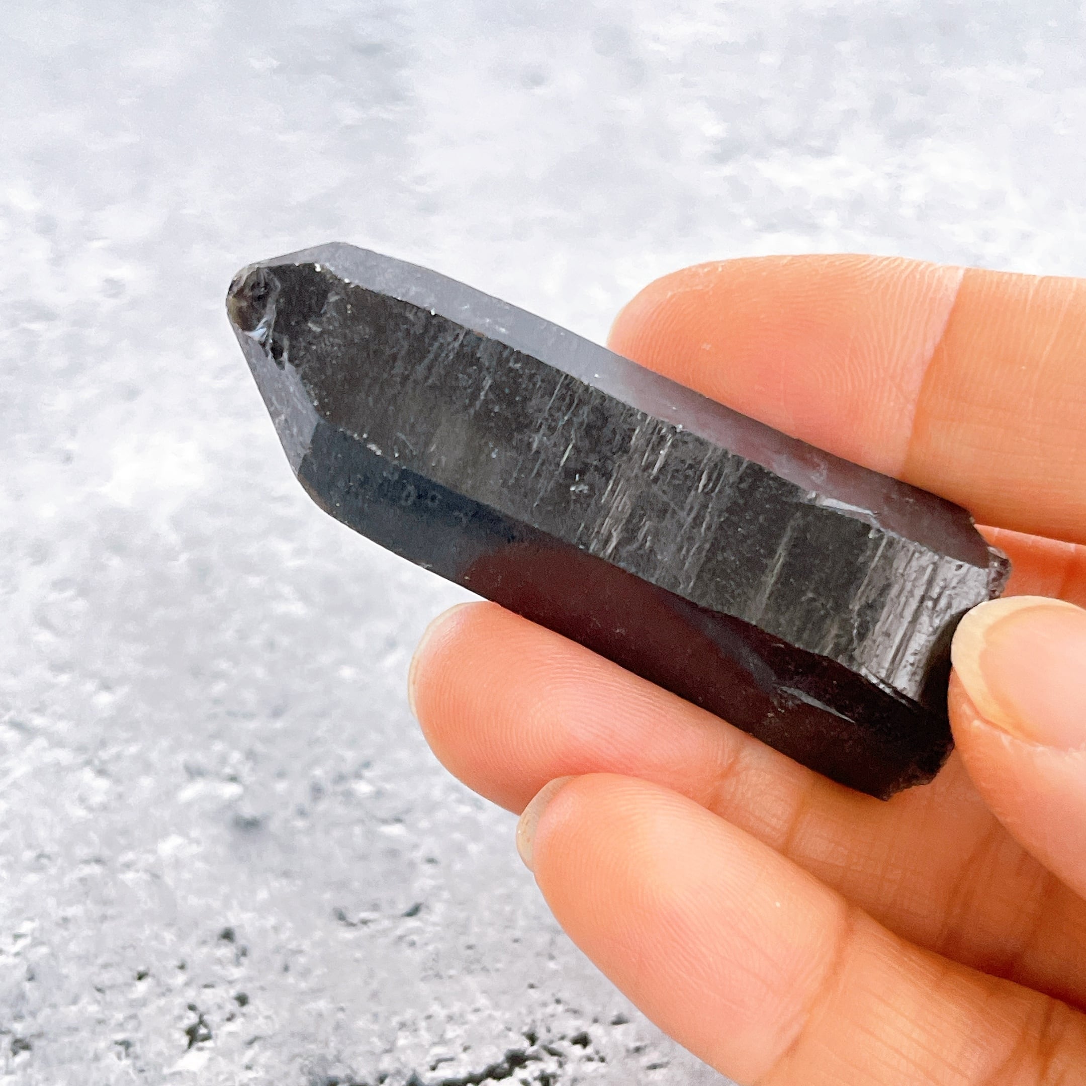チベット産モリオン・原石・ポイント23g ✧麻ポーチ付き✧黒水晶
