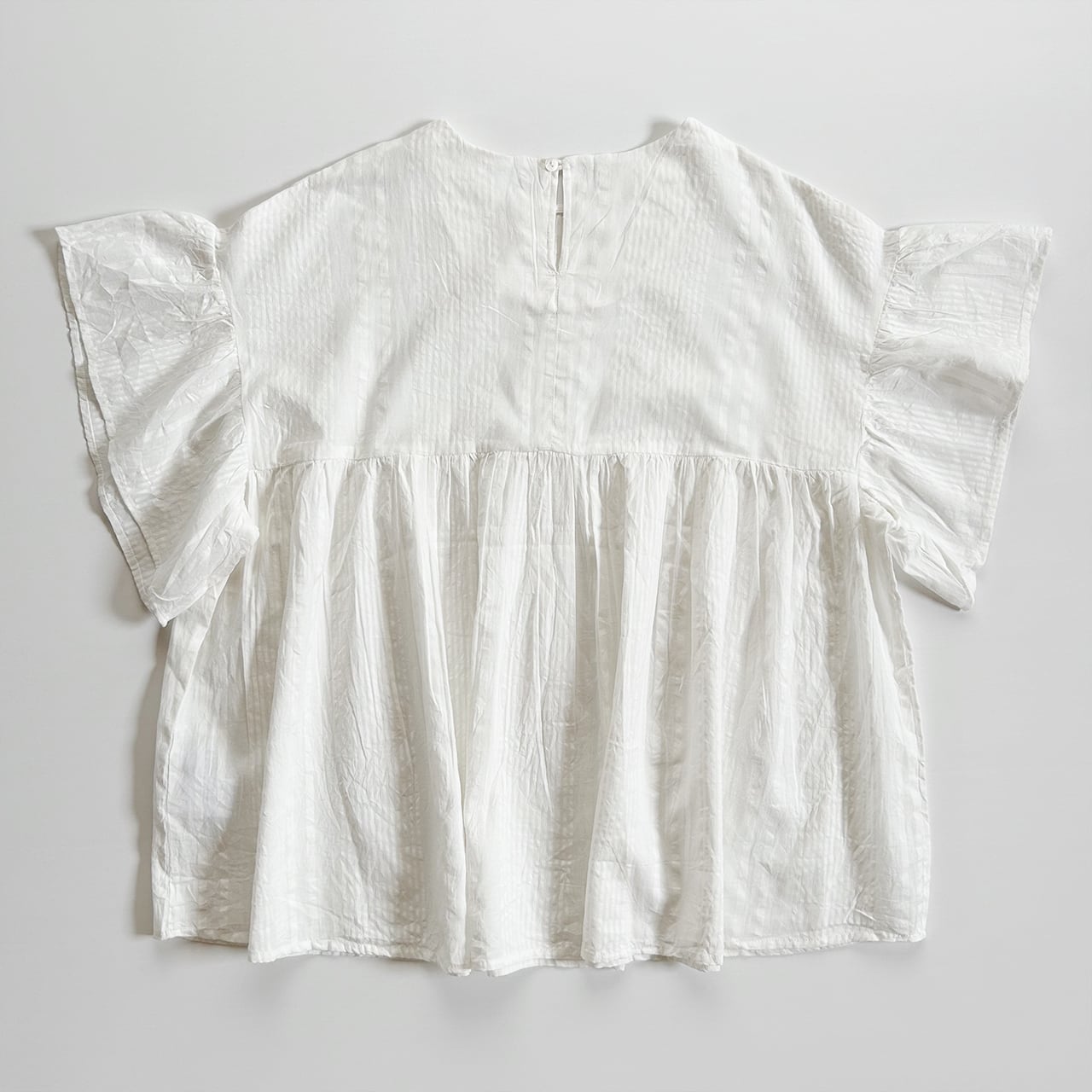 Cotton dobby gather blouse (white)