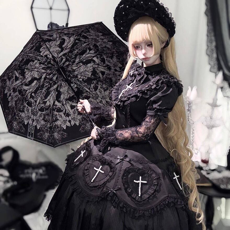 ゴスロリ ダークウィドウ 魔女 ボンネット 病み可愛い ダークゴシック