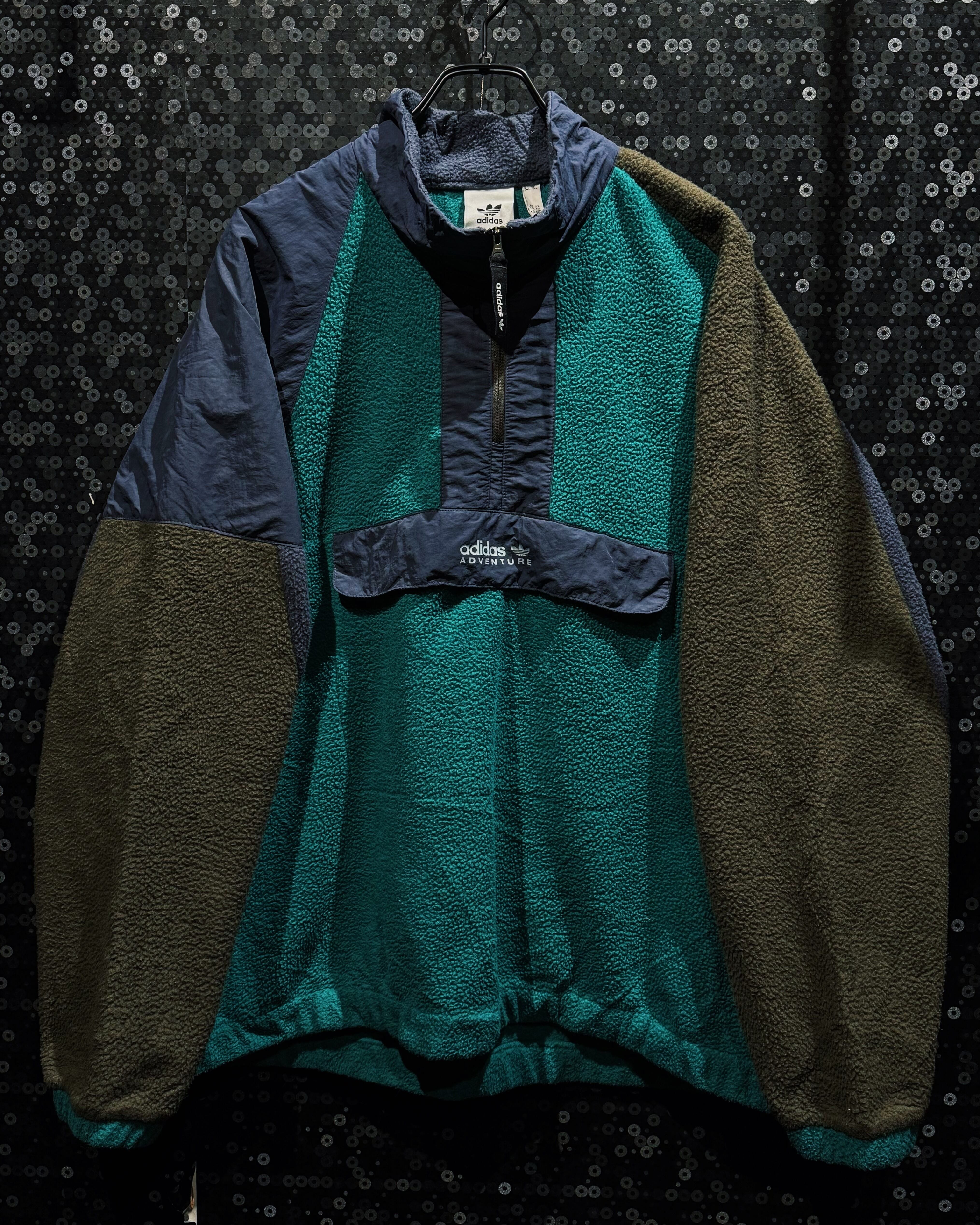 【ÆIEM】“adidas ADVENTURE” vintage fleece × nylon switching half zip pullover