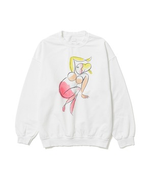 Sasquatchfabrix./24SS-CSL-001 “PINUP GIRL”SAVEGE SWEATSHIRT(WHITE)