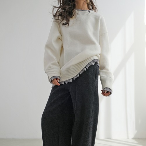 Crew Neck Layered knit  T4090