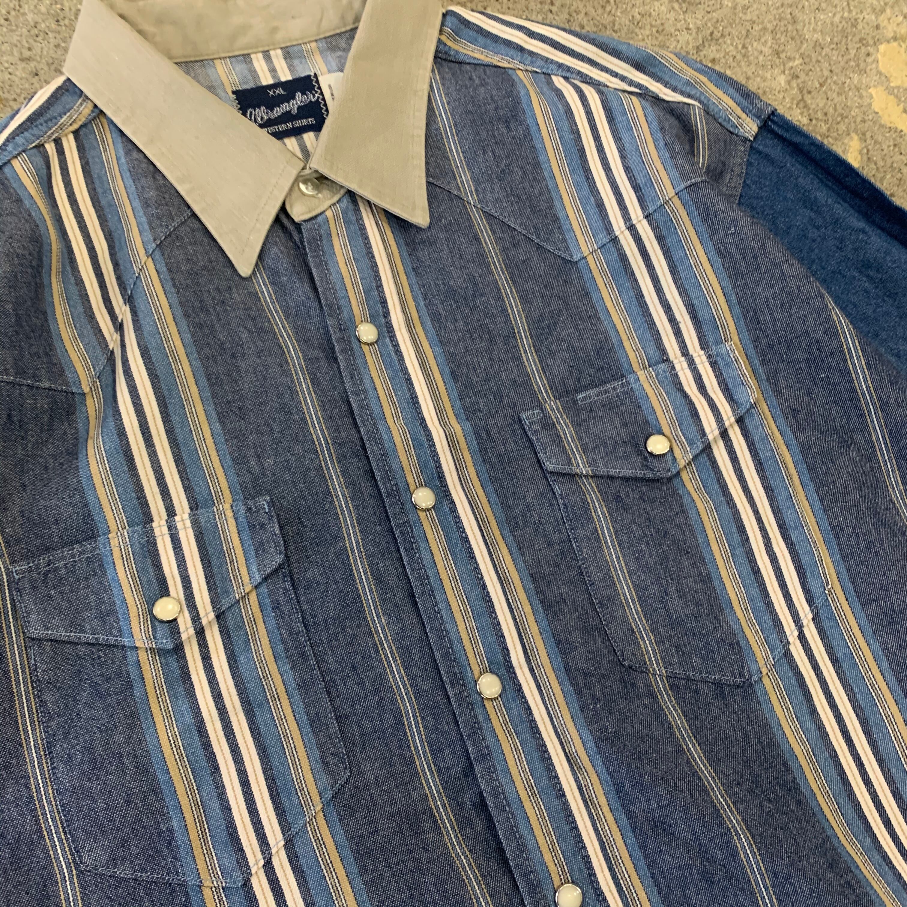 90s wrangler L/S stripe western shirt | What'z up