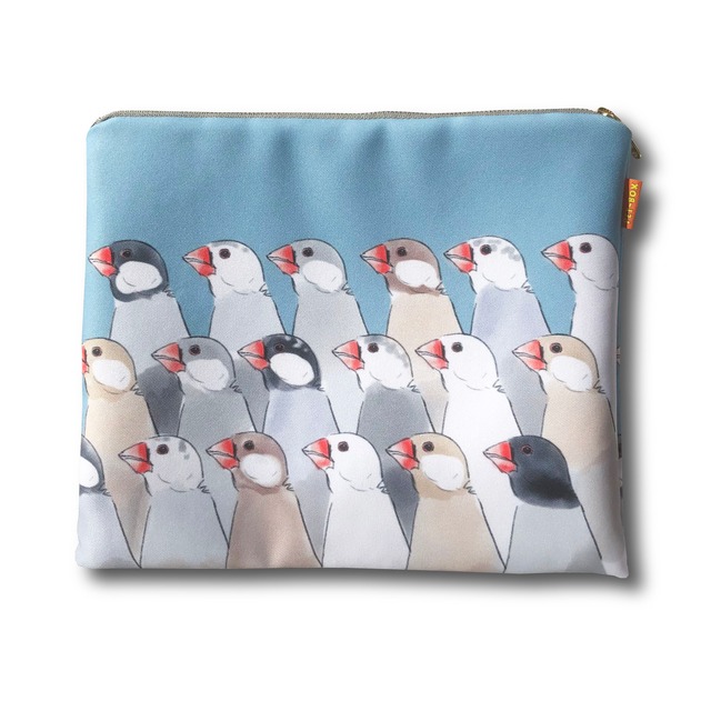 文鳥だらけ 整列ver. ポーチ L