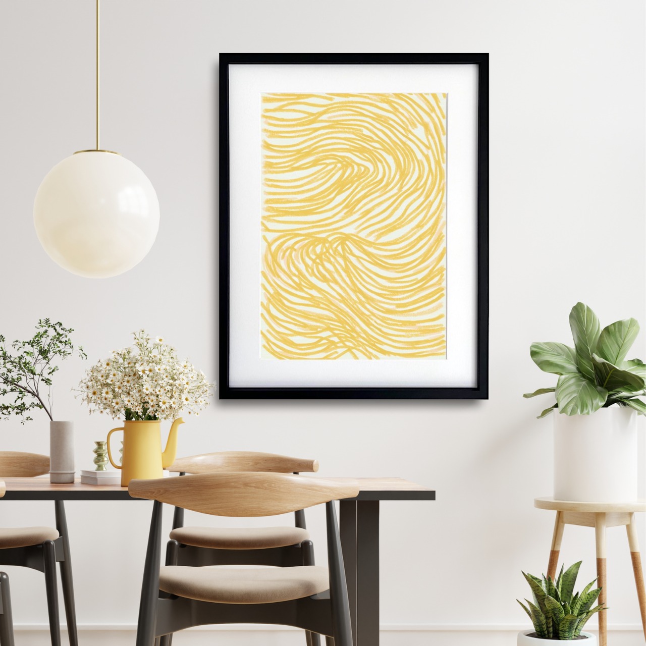 RAMEN Ⅱ｜ラーメンを抽象的に描くモダンアートポスター｜木製額縁付きで洗練空間に｜A2ポスター